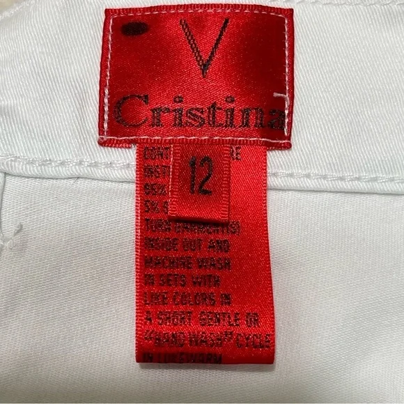 V Cristina Cropped Wide Leg Pants Womens 12 White Boho Capri Cut Out Twill - Picture 4 of 11